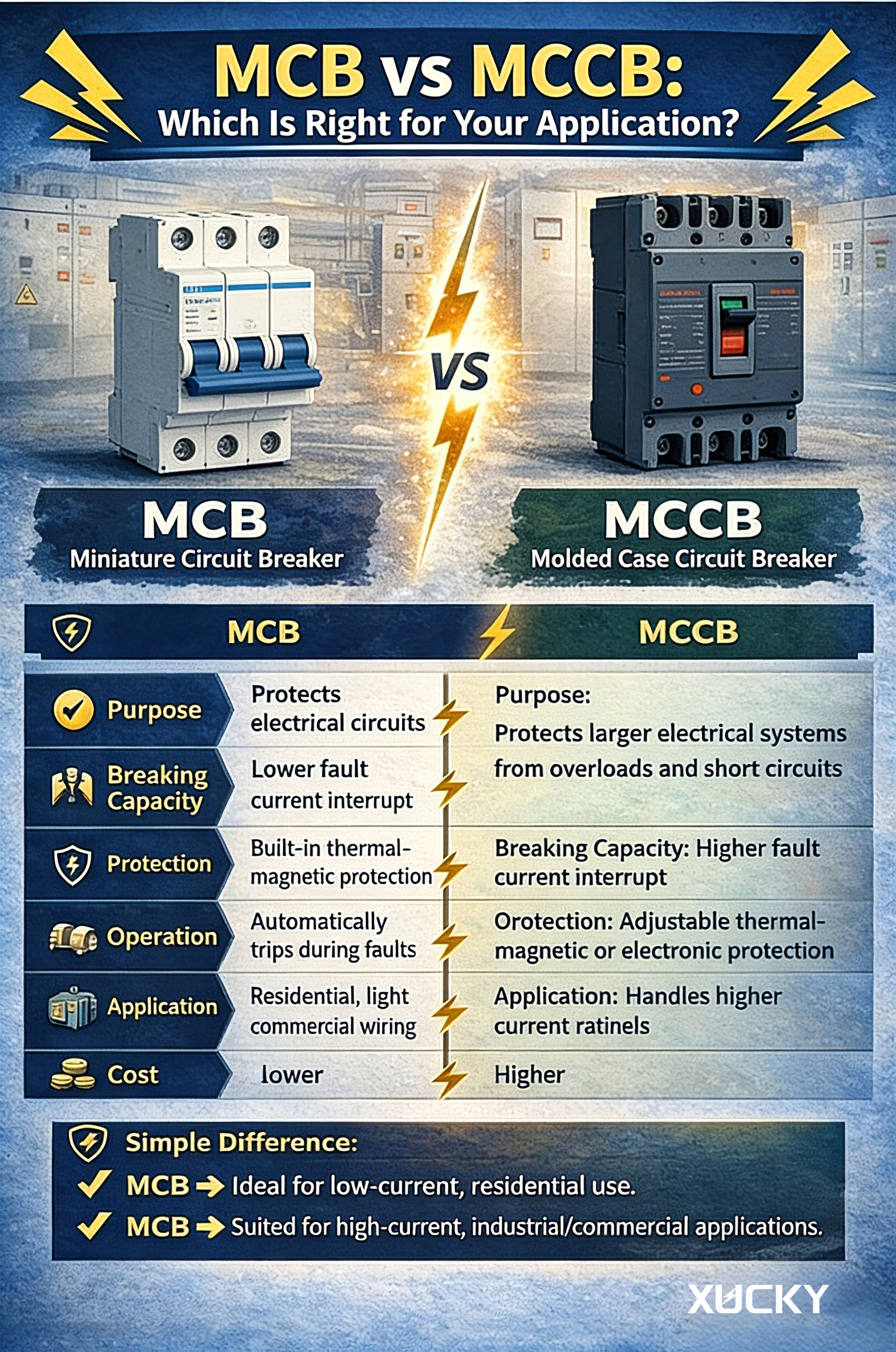 MCB مقابل MCCB: ما هو المناسب لتطبيقك؟